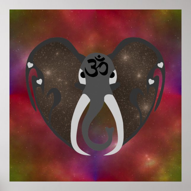 Elephant Listening to the Cosmos Poster (Front)