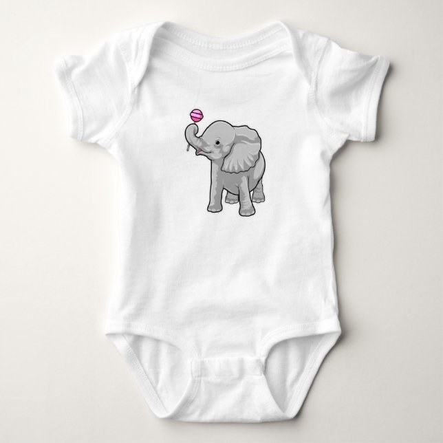 Elephant Lollipop Baby Bodysuit (Front)