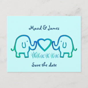 elephant love announcement postcard
