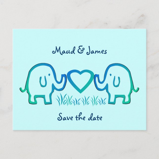 elephant love announcement postcard (Front)