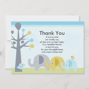 Elephant Love Baby Shower Thank You Card