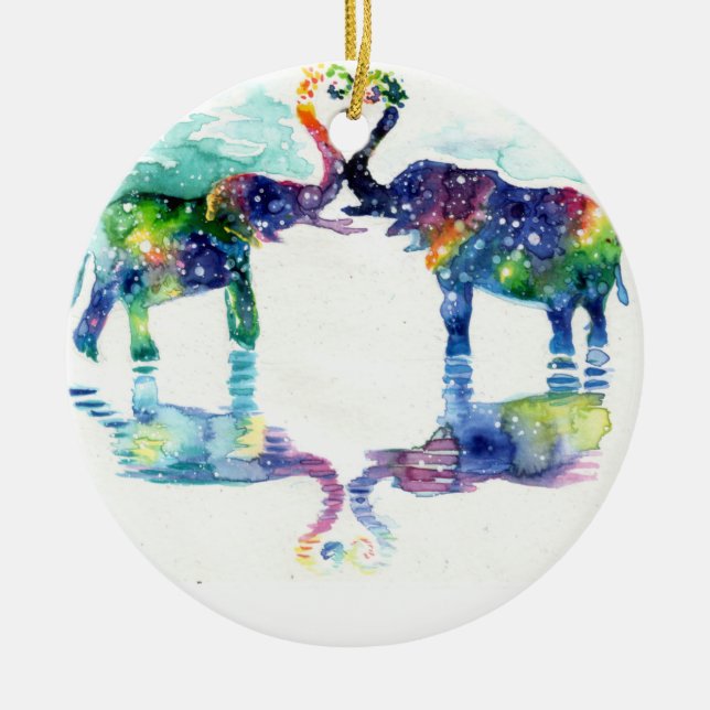 Elephant love ceramic tree decoration (Front)