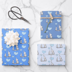 Elephant Love Design Wrapping Paper Sheets
