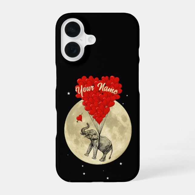 Elephant love heart iPhone 16 case (Back)