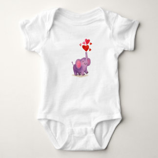 Elephant love hearts baby bodysuit