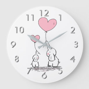 Elephant Love Large Clock