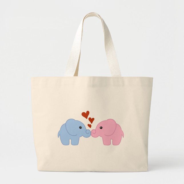 Elephant-love Large Tote Bag (Front)