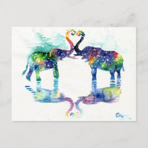 Elephant love postcard