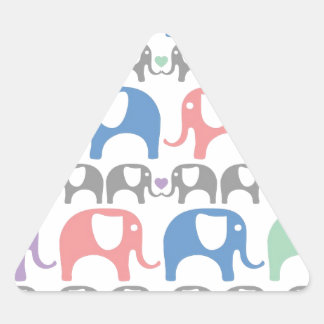 Elephant Love Soft Pastel Pattern with hearts Triangle Sticker