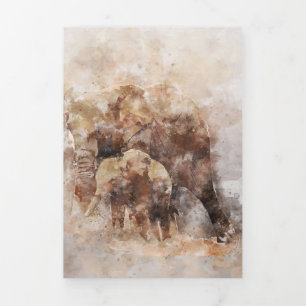 Elephant Lover African Elephant Art Tri-Fold Holiday Card