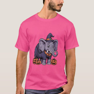 Elephant Lover Scary Pumpkin Witch Elephant Hallow T-Shirt
