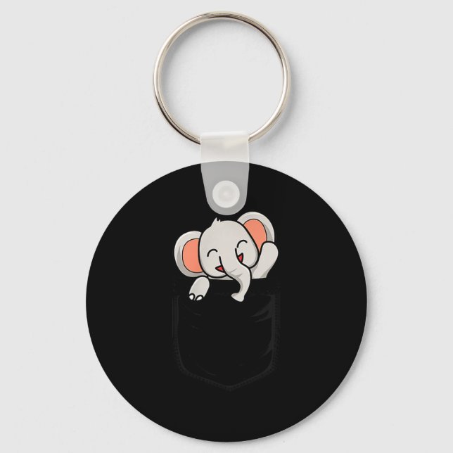 Elephant Lovers Cute Funny Elephant In Cket  Key Ring (Front)