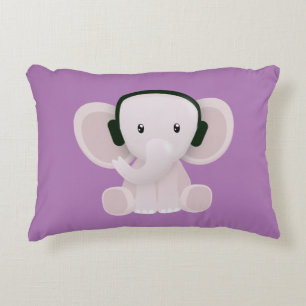 Elephant loves music decorative cushion
