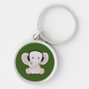 Elephant loves music key ring