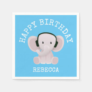 Elephant loves music napkin