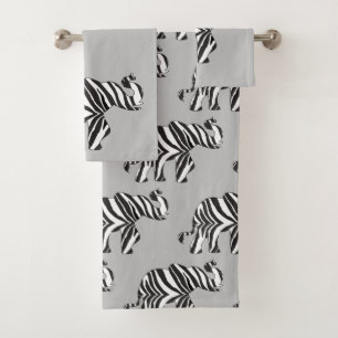 Elephant made in a Zebra Pattern Bath Towel Set