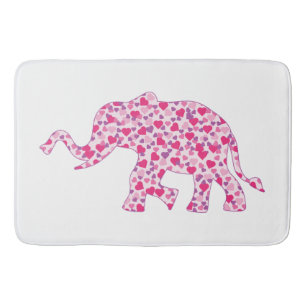 elephant made up of hearts bath mat
