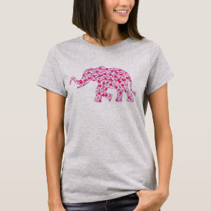 Elephant made up of little Pink Hearts of Love T-Shirt