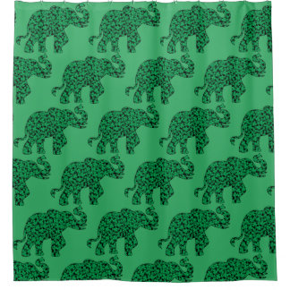 Elephant made up of Shamrocks Shower Curtain