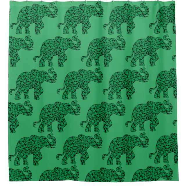 Elephant made up of Shamrocks Shower Curtain (Front)