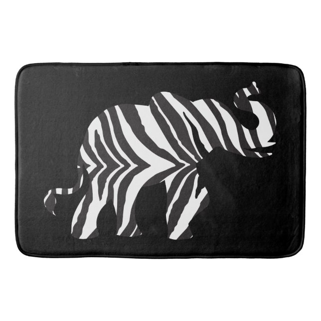 Elephant made up of Zebra Stripes Bath Mat (Front)