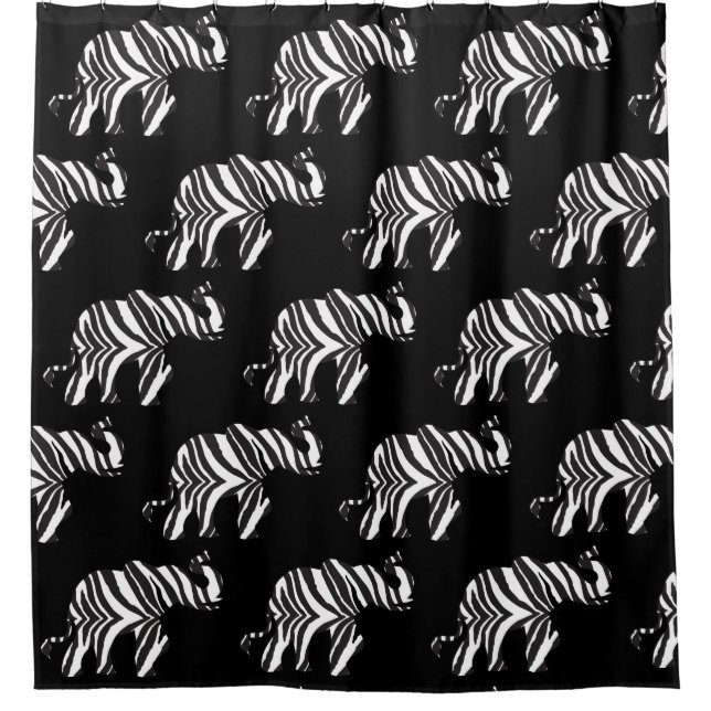 Elephant made up of Zebra Stripes Shower Curtain (Front)