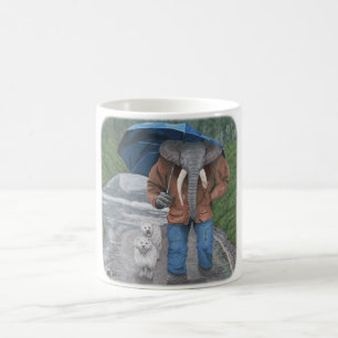 Elephant Man Dog Walking Fantasy Art Coffee Mug