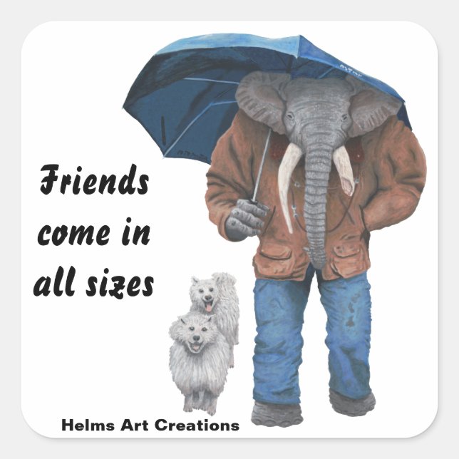 Elephant Man Walking Dogs Fantasy Art Stickers (Front)
