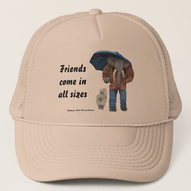 Elephant Man Walking Dogs Fantasy Art Trucker Hat (Front)