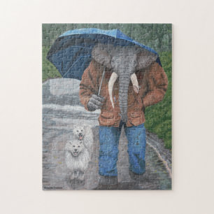Elephant Man Walking Dogs Fantasy Medium Puzzle