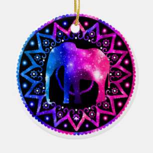 Elephant Mandala Ceramic Tree Decoration