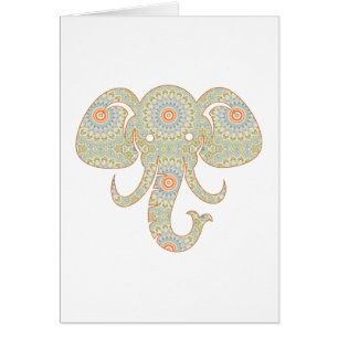 Elephant Mandala in Light Green and Orange