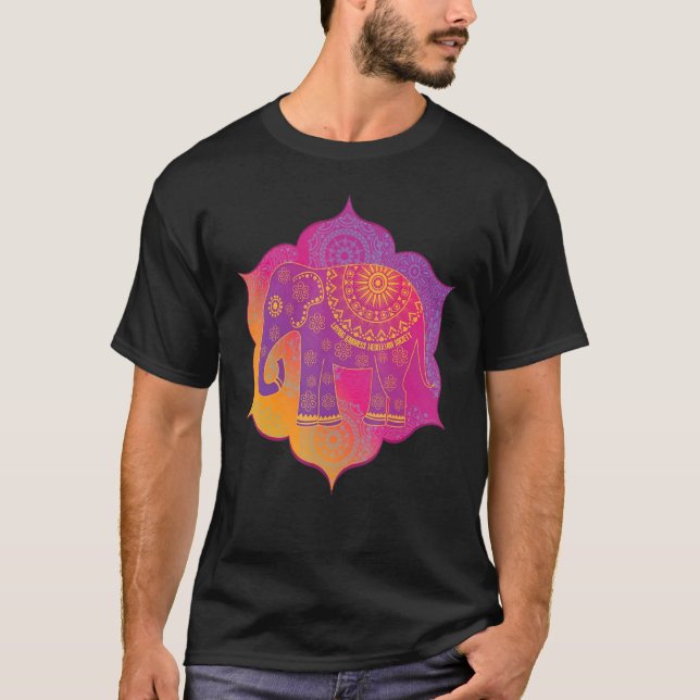 Elephant Mandala Mindfulness Loving Kindness Medit T-Shirt (Front)