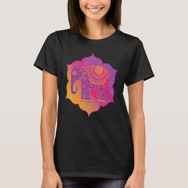 Elephant Mandala Mindfulness Loving Kindness Medit T-Shirt (Front)