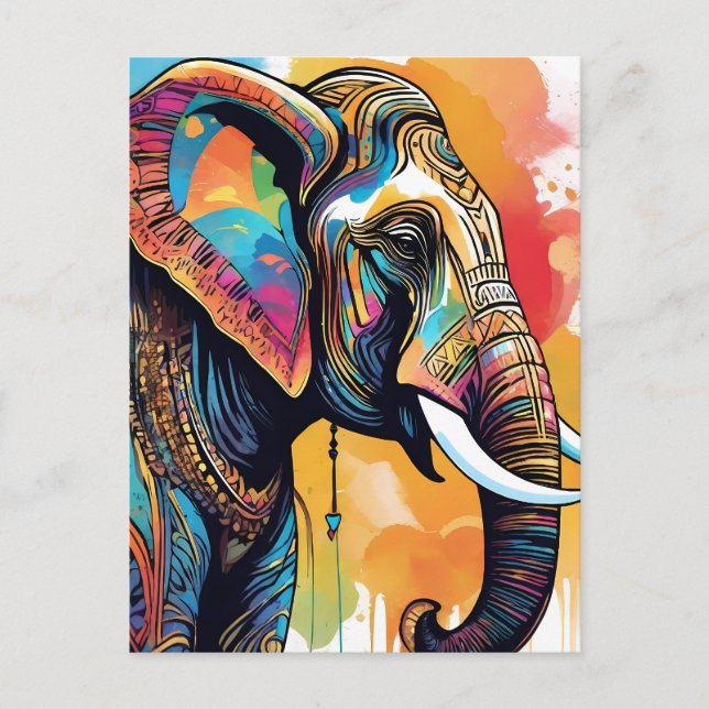 Elephant mandala water colour postcard (Front)