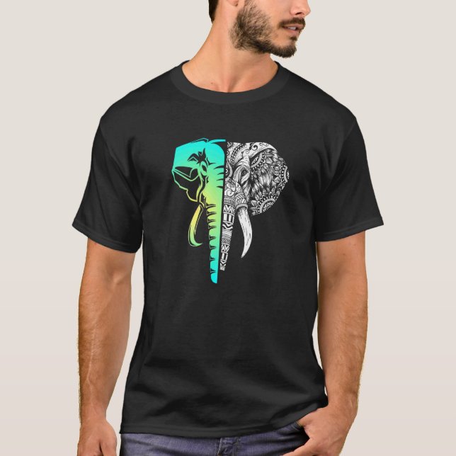 Elephant Mandala Wilderness Safari Africa India Wi T-Shirt (Front)