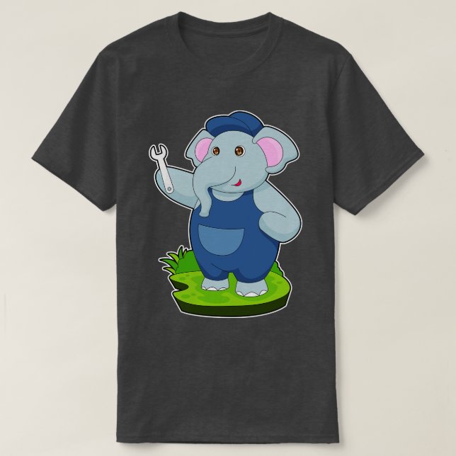 Elephant Mechanic Wrench T-Shirt (Design Front)