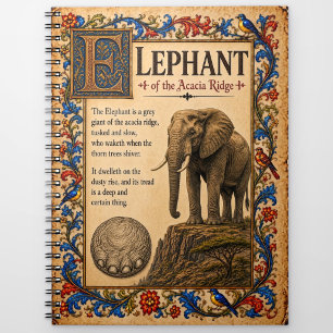 Elephant, Mediaeval Bestiary Art Notebook