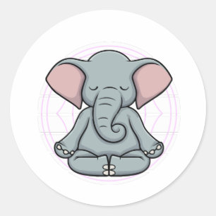Elephant Meditation Yoga Zen Classic Round Sticker