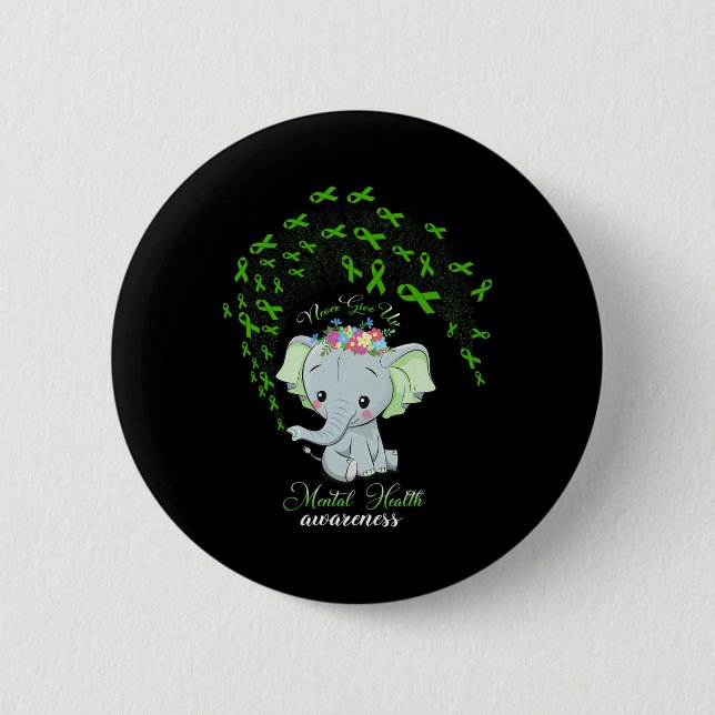 Elephant Mental Health Awareness Gift Warrior Men  6 Cm Round Badge (Front)