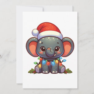 Elephant Merry Christmas Winter Animals Elephants Holiday Card
