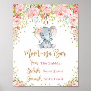 Elephant Mimosa Bar Sign Floral Baby Shower Decor