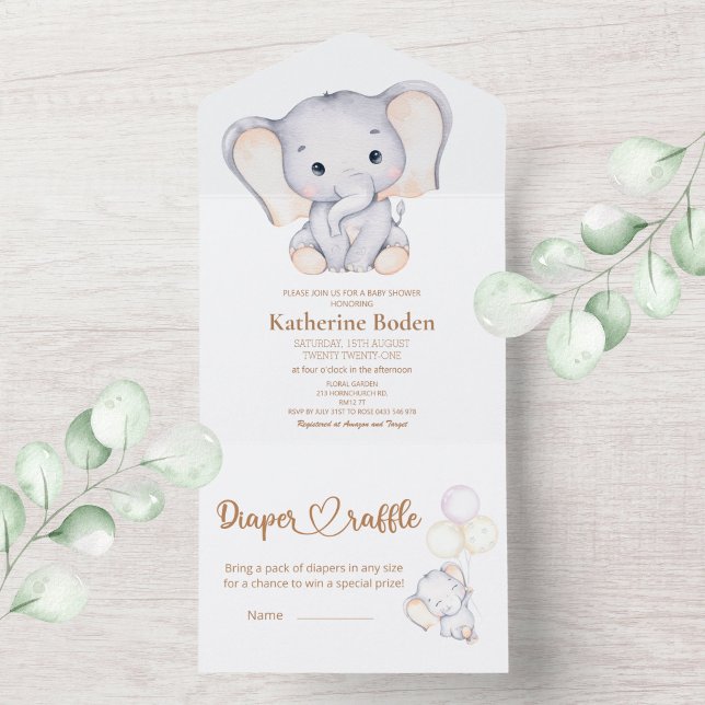 Elephant Minimalist All In One Invitation (Creator Uploaded)