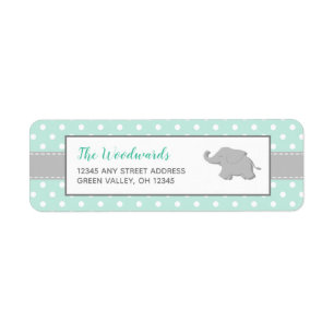 Elephant Mint Green Gray Polka Dot Baby Shower