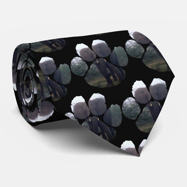 Elephant Mist Footprint Neck Tie (Rolled)