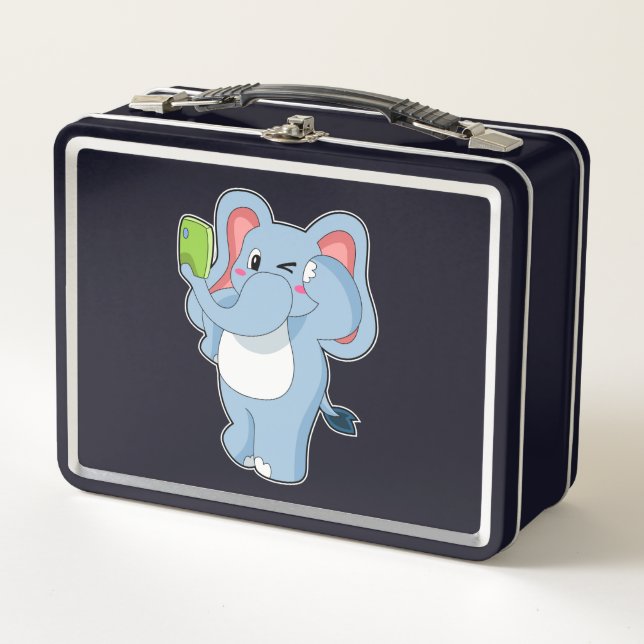 Elephant Mobile Metal Lunch Box (Front)