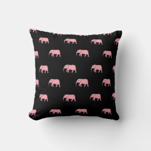 Elephant Modern Baby for Kids Pink Black Cushion