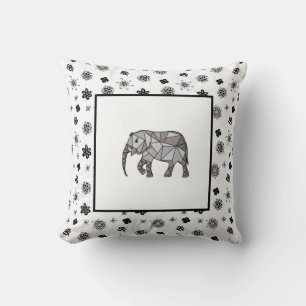 Elephant Modern Birth Baby for Kids Black Cushion