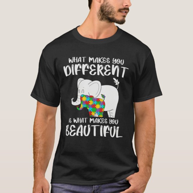 Elephant Mom Autism Child Awareness Puzzle Choose  T-Shirt (Front)