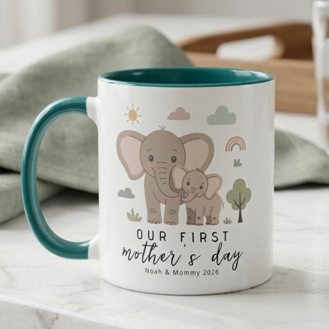 Elephant Mom Baby First Mothers Day Design Mug (Creator Uploaded)